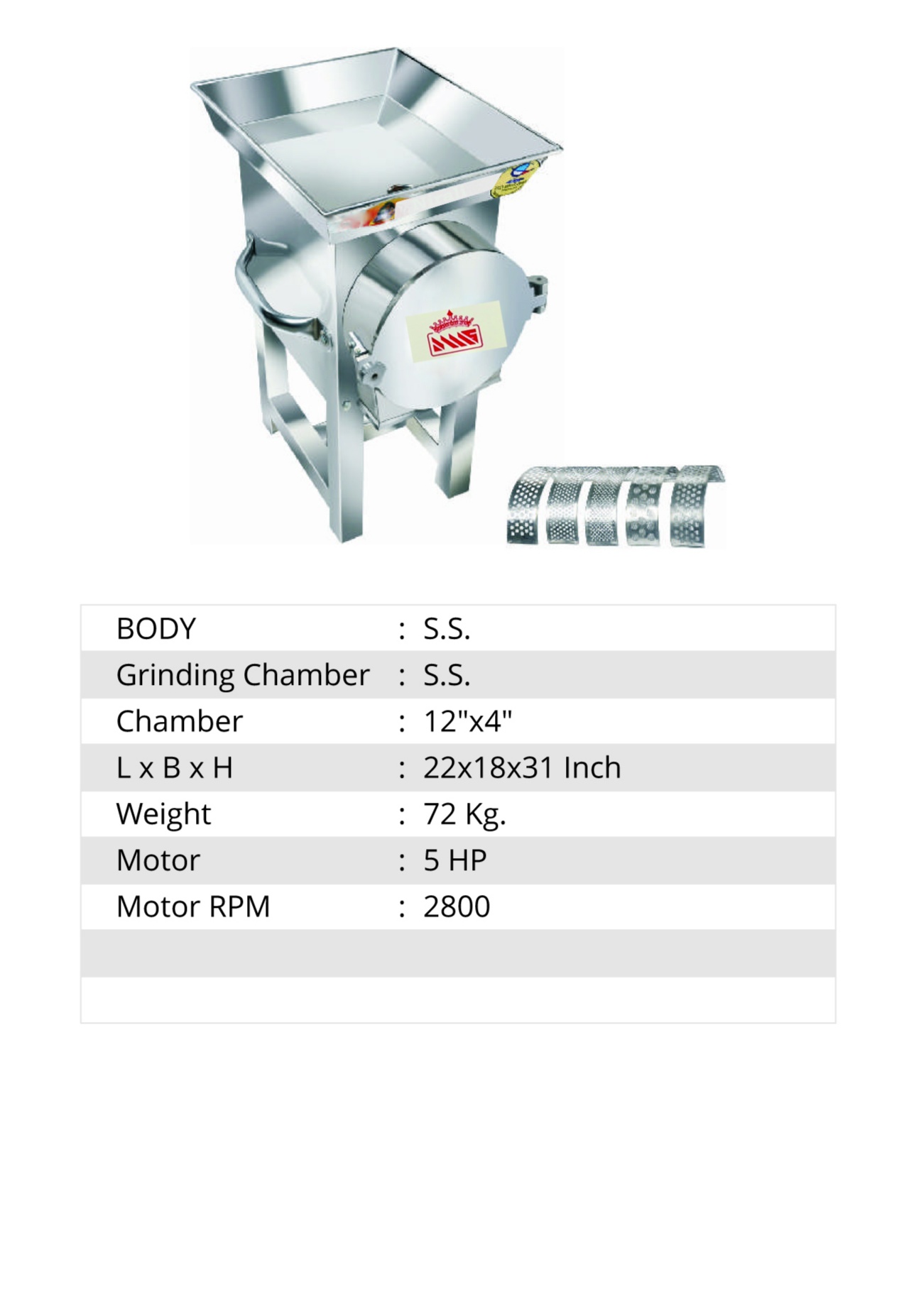 12" 5 HP ( Three Phase) Gravy Machine