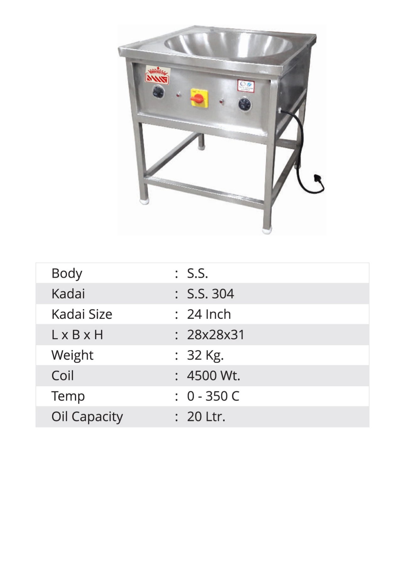 20 Ltr. Deep Fryer ( Kadai )