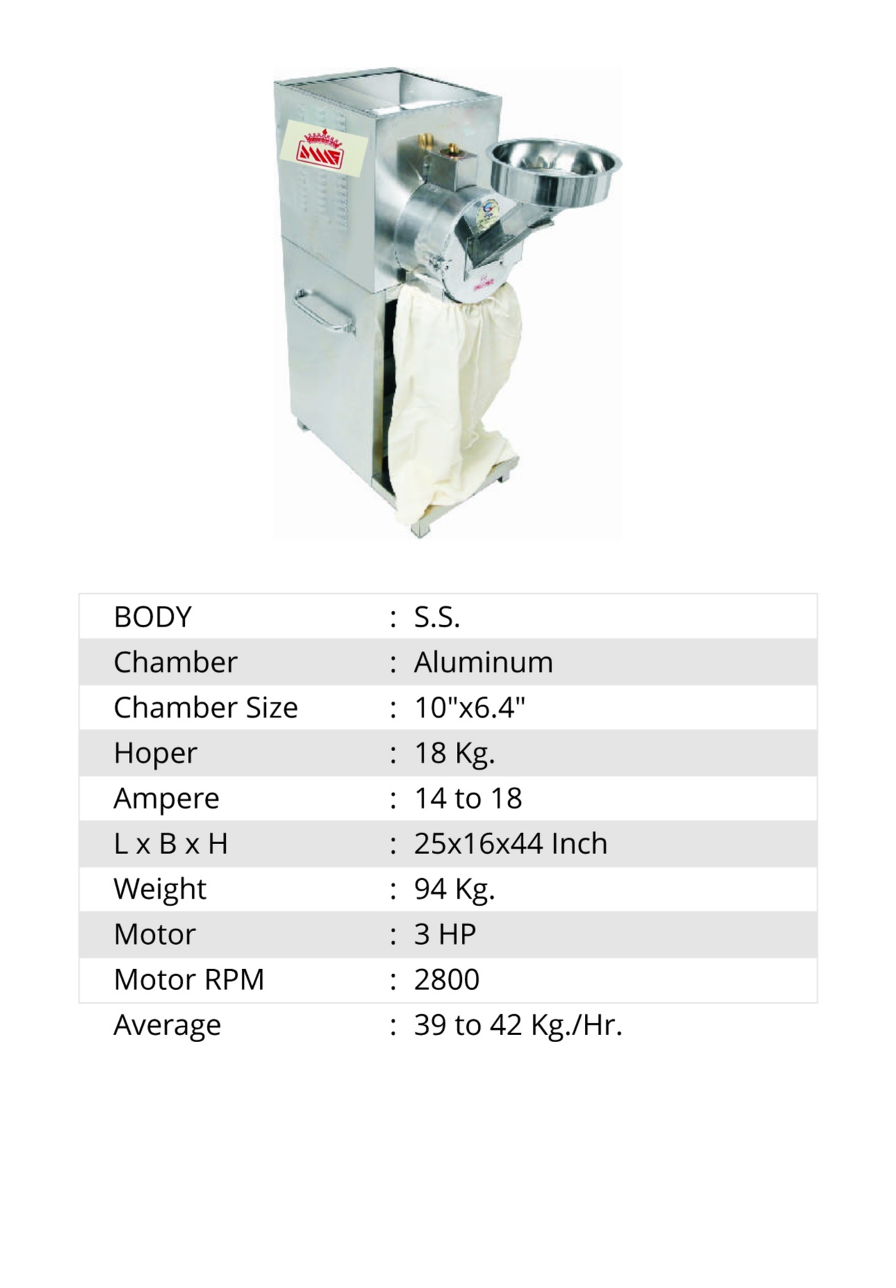 3 HP (Single Phase) S.S. 2 In 1 A-Class Multi Purpose Machine