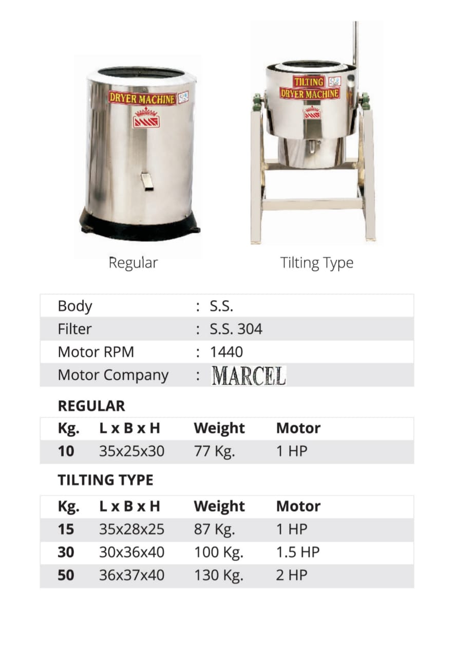 Dryer Machine ( 15,30,50Kg.)