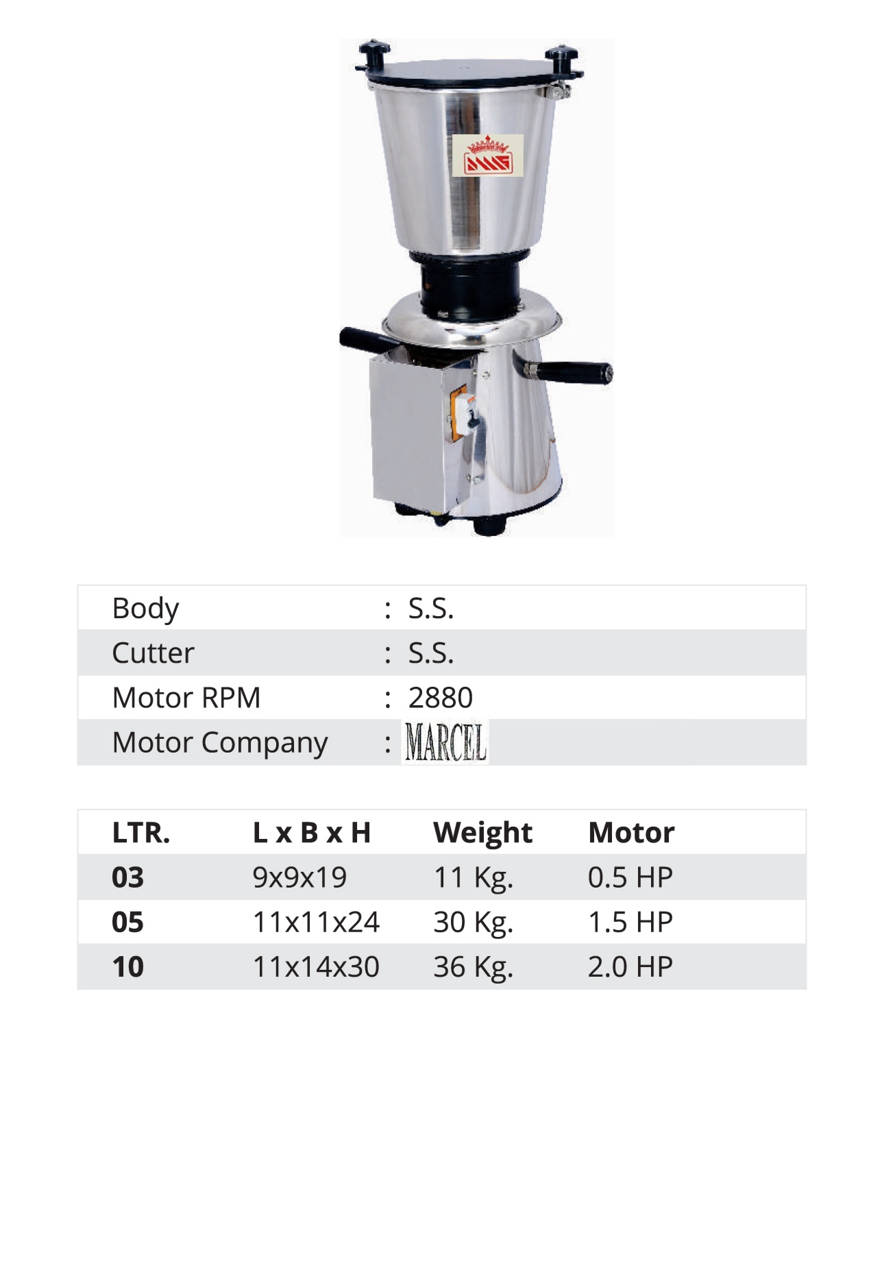 Heavy Duty Mixer Grinder ( Square ) Model