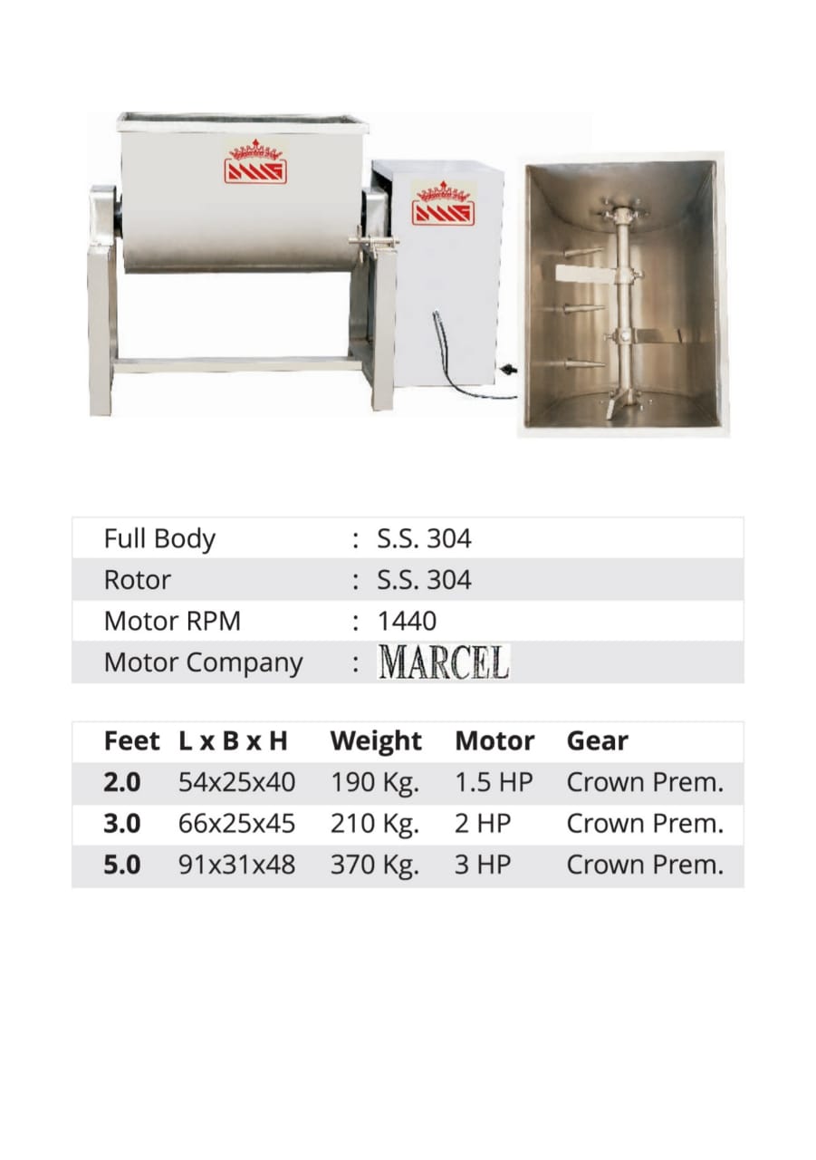 U-Type Atta Mixing Machine ( 2,3 & 5 Feet )